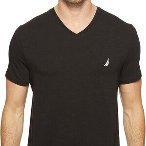 Nautica Men's V-Neck Deck T-Shirt, True Black, Large